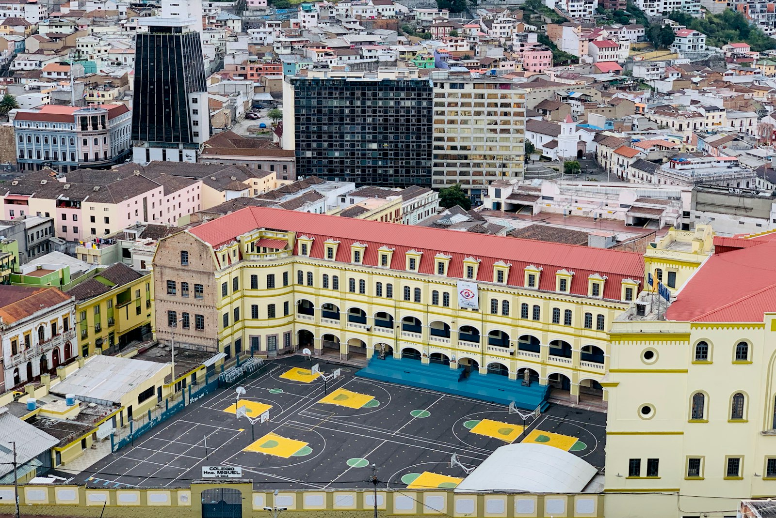 Aerial view of Quito and its real estate skyline